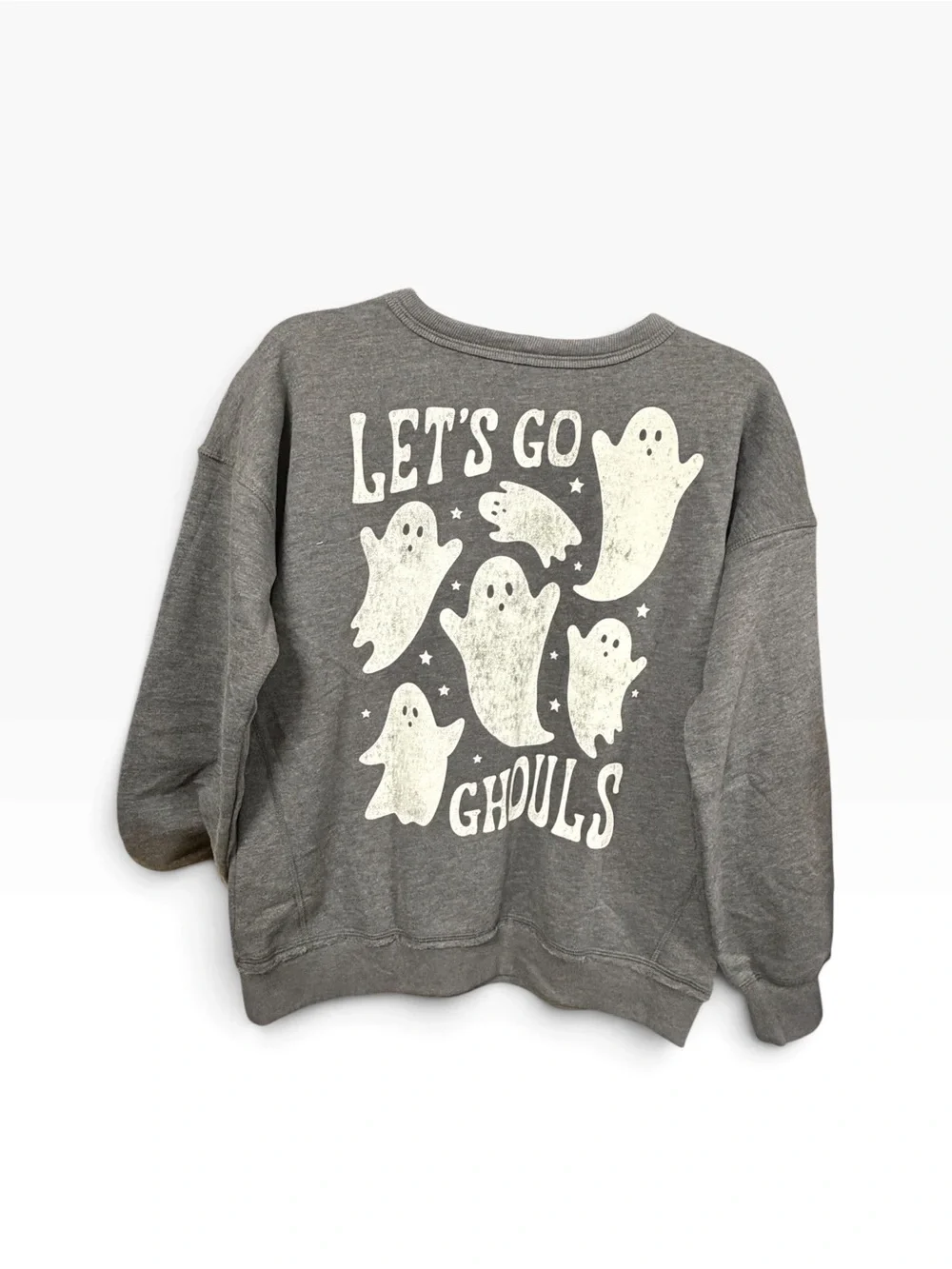 Girls Large 10/12 Adaptive Halloween Ghost Sweatshirt Easy Dressing Gray New